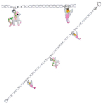 Les Tr&eacute;sors De Lily [R0409] - Bracelet artisanal enfant 'Licorne My Unicorn' blanc rose argent&eacute; S&B - 16 cm- 10 mm Heleroosa