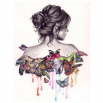 T&auml;ielik 5D teemantmaaling, liblikas ja seljas tikandid ristpistes kodukaunistusega k&auml;sitsi valmistatud kingitus 25x30cm