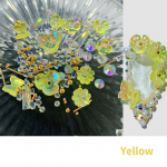 V&auml;rvilised AB Crystal Flower Butterfly Nail Art Dekoratsioonid Metallist needid P&auml;rlid Holograafilised DIY K&uuml;&uuml;ned Rhinestones Aksessuaarid kollane