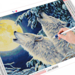 T&auml;isruudu/&uuml;mmarguse teemanttikandiga Hundikomplekt Teemantmaali Ristpistes Talvemosaiik Looma K&auml;sitsi valmistatud Kingitus Full Round 20X30CM