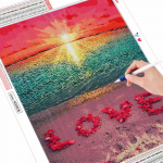 DIY teemantmaalid uus maastik LOVE teemanttikandid mere&auml;&auml;rne p&auml;ikeseloojangu kividest t&auml;ismosaiigist sisekujundus koduks Full Round (20X30CM)