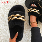 Uus mattkuldne kett Kaunistus Naine kohev karusnaha liugused Palus soojad sussid Luksuslikud sussid 38