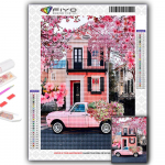 Teemantmaaling Sakura maastiku teemantmosaiigiga k&auml;sit&ouml;&ouml; teemanttikandid Full Round 20X30CM