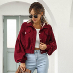 K&auml;rbitud velvetist jakid Naiste &uuml;herealine mantel Mood Lantern Varrukas Vintage S&uuml;gistalvine naiste jope 18047 M burgundiapunane