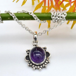 Looduslik Amet&uuml;st Kaelakee 925 Sterlingh&otilde;be Amuletiga Kaelakee Lilla Amet&uuml;st V&auml;&auml;riskiviga K&auml;sitsi Valmistatud Kaelakee Naistele H&otilde;bedane Kaelakee 21'' lilla