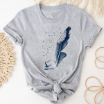 (Aasia suurus) Akvarell Feather Vintage Bird Naiste Prinditud l&uuml;hikeste varrukatega T-s&auml;rk Moodne T-s&auml;rk Riietus Casual Summer Lady Naiste Graafiline T-s&auml;rk L