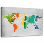 Feeby l&otilde;uenditr&uuml;kk, v&auml;rviline maailmakaart 60x40 mitmev&auml;rviline