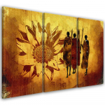 Kolmeosalise pildiga l&otilde;uenditr&uuml;kk Africa Sunflowers Yellow 60x40 pruun