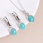 Looduslik Amazoniit ehtekomplekt 925 naela ripats Kaelakee K&otilde;rvar&otilde;ngad Lihtsa disainiga naiste peentele ehetele M