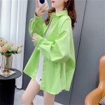 Candy Color Retro Denim S&auml;rk Naiste S&uuml;gis Uus Lahtine Laisk Tuul Roheline Pikkade Varrukatega Top S roosa