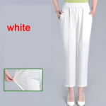 XL-8XL Summer Ice Silk Fat Mother p&uuml;ksid Keskealised vananaiste p&uuml;ksid vanaema lahtised p&uuml;ksid suured 6XL valge