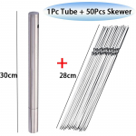 50 tk roostevabast terasest grillvarras Kaasaskantavad korduvkasutatavad grillvardad torukebabi raudpulgaga v&auml;lik&auml;mpingu piknikut&ouml;&ouml;riistade jaoks 28cm with Tube