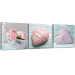 Kolmest pildist koosnev l&otilde;uendiprint Heart of Love Pink 90x30 roosa