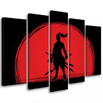 Viieosalise pildiga l&otilde;uendiprint Samurai Japan Sun 100x70 punane