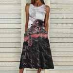 Suvemood Seksikas varrukateta kleit Pehme vabaaja 3D vallatu kassiga prinditud kleit varrukateta sling-kleit suvine ripatsiga kleit XS punane