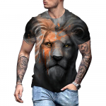 Lion Fighting T-s&auml;rk meestele 3D Animal Beast Fierce Print l&uuml;hikeste varrukatega T-s&auml;rk Suurem&otilde;&otilde;tmelised topid T-s&auml;rk Meeste disainerriided 3XL