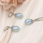 Moodne v&auml;rviline veetilga simuleeritud p&auml;rlitega rippuvad k&otilde;rvar&otilde;ngad, ehtekomplektid naistele pulmade ripatsiga kaelakee kingitus