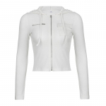 Naiste kapuutsiga dressipluus Fashion Tasku lukuga &otilde;mblusega Slim Fit jope S valge