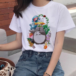 Totoro Harajuku Kawaii T-s&auml;rk naiste stuudio Ghibli Ullzang Funny Cartoon Print T-s&auml;rk 90S Graphic S valge