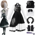 Anime Danganronpa V3 Killing Harmony Tojo Kirumi Cosplay kost&uuml;&uuml;miparukakomplekt Must gooti stiilis Lolita neiu kleit Halloweeni peokomplekt L-(Costume+Wig)