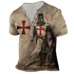 Vintage T-s&auml;rk Meestele 3D Print Knight Henley S&auml;rk V-kaelusega l&uuml;hikeste varrukatega Suured topid Tees&auml;rk Meeste R&otilde;ivad T&auml;navar&otilde;ivad L