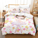 3D balleti t&uuml;druku voodipesukomplekt Cartoon Girl tantsutekk ja padjap&uuml;&uuml;r 2/3 tk AU140 * 210 &uuml;he-/kahe voodiga p&uuml;hadekingitus t&uuml;drukutele Pehme kodutekstiil Baby 100x135cm