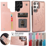 Reljeefne Butterfly Magnetic Flip-rahakott nahast &uuml;mbris Samsung S23 S22 S21 S20 Ultra S10 Plus A14 A54 A13 A53 jaoks iPhone 15 14 13 Pro Max XS MAX XR jaoks iPhone 6/6S must