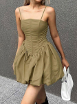 Korsett Detail Bubble Mini Kleit Suvine uus Ruched Bodycon Cami kleit M armee roheline v&auml;rv