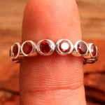 Granaat K&auml;sitsi Valmistatud S&otilde;rmus T&auml;is 100% 925 Sterling H&otilde;be Jaanuari S&uuml;nnikivi Ehted Unisex S&otilde;rmus 8 punane