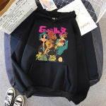Gorillaz Print Hoodie Unisex Naiste Mood Pusad Laste Hip Hop Pusad Naiste Pusad Poiste mantlid Anime Pusad Punk Riided R&auml;pp XL black