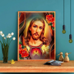 5D DIY teemantmaal Jeesus vaatab peeglisse ristpistes komplekt Mosaiik Teemanttikandid Roos T&auml;isringi kandiline puur Kodukaunistus Round 30x40cm