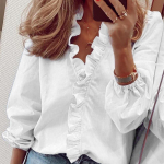 YYFS naistemood vabaaja suvekevade pikkade varrukatega pluusid ja s&auml;rgid S valge