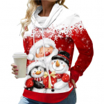 Pretty Pile Collar New Year Lady Christmas Tops Snowflake Santa Print for 2XL must