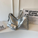 Yogodlns Silver Soft Hobos &otilde;lakottid naistele Trend Fashion PU nahast disaink&auml;ekotid Naiste kaenlaaluste kott rahakotiga 40x8x25cm h&otilde;be