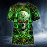 Meeste T-s&auml;rk Tee Halloween S&auml;rk Tee Graafiline Kolju Kaelus Riietus R&otilde;ivad 3D Prinditud vabas &otilde;hus l&uuml;hikeste varrukatega Vintage mood S
