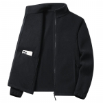 Meeste vabaaja fliisjakk, mood lapiline lukuga tasku tuulepluus, suur mees, soe mantel, 8xl 9xl 9XL must