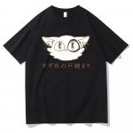 Suzume No Tojimari T-s&auml;rk Unisex/naiste Esteetiline graafiline Kawaii Cat Daijin T-s&auml;rgid Unisex Anime Unisexga Suured puuvillased T-s&auml;rgid Unisex S