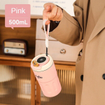 Temperatuurin&auml;idikuga termose kohvikruus Travel roostevabast terasest isolatsiooniga E roosa