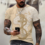 3D-printimine Meeste T-s&auml;rk Merendusstiilis Suvine mood l&uuml;hikeste varrukatega hiphop Harajuku vanaaegsed riided vabaaja kaelusega lahtised s&auml;rgid 4XL