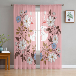 K&uuml;&uuml;liku lillede liblikas t&uuml;llkardinad elutuppa magamistuppa Voile l&auml;bipaistvad kardinad aknad kodukaunistuseks kardinad 135W x 114H(cm)