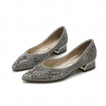 Naiste pumbad 2024, uus kristall-terava varbaga madala kontsaga peokingad, moep&uuml;ksid, elegantsed naistekleidid, k&otilde;rged kontsad 34 hall v&auml;rv