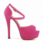 Uue moe naiste pumbad Seksikas Peep Toe 14 cm &Uuml;lik&otilde;rged kontsad, platvorm pahkluu rihmaga sandaalid Mustad punased pruutkingad 37 roosa punane v&auml;rv