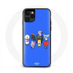 Coque pour Iphone 13 Mini BTS BT21 Tata Chimmy Cooky Rj Koya Shooky Et Mang Jouent De la musique Fond Bleu
