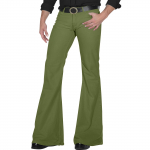 Meeste retro-disco laienevad p&uuml;ksid, lahtised venivad vintage-p&uuml;ksid, sobivad laienevad mugavad retro-stretch-Twill-meeste p&uuml;ksid L armee roheline v&auml;rv