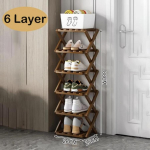 1 tk naturaalsest bambusest jalatsiriiul Mitmekihiline paigaldusvaba jalan&otilde;ude korrastaja uksel&auml;ve nurk hoiuriiulid elutoa kingakapp 6 Layer