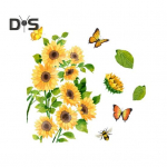 P&auml;evalilleliblikad WC kleebis Eemaldatav isekleepuv veekindel PVC elutoa seinakunst Vannitoa tualettruumi kaane kaunistuskleebis 25*30cm