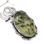 Natural Prehnite Gemstone Handmade 925 Sterling Silver Gift Pendant 2.01 b8j86