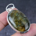 Natural Labradorite Gemstone Handmade 925 Sterling Silver Pendant 2.17 r2y91