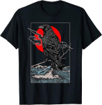 Red Moon Raven Graphic Black Crow Unisex T-s&auml;rk S