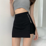 Seelikud L&uuml;hikesed Naiste &Otilde;huke Mini T&otilde;mblukuga A-line Puusam&auml;his Seelik K&otilde;rge V&ouml;&ouml;kohaga Soliidne Suvine Gooti must Seelik Korea Mood Riietus S must